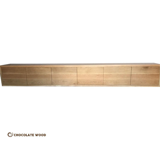 LORETTA SOLID AMERICAN OAK TV/ENTERTAINMENT UNIT WITH 6 DROP DOWN DOORS - MyChocolateWood