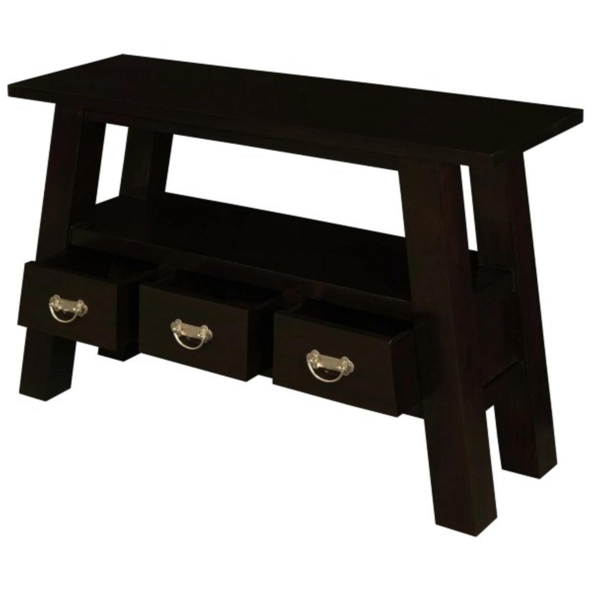 LORIAN SOLID MAHOGANY TIMBER 3 DRAWER CONSOLE TABLE/HALL TABLE - CHOCOLATE - MyChocolateWood