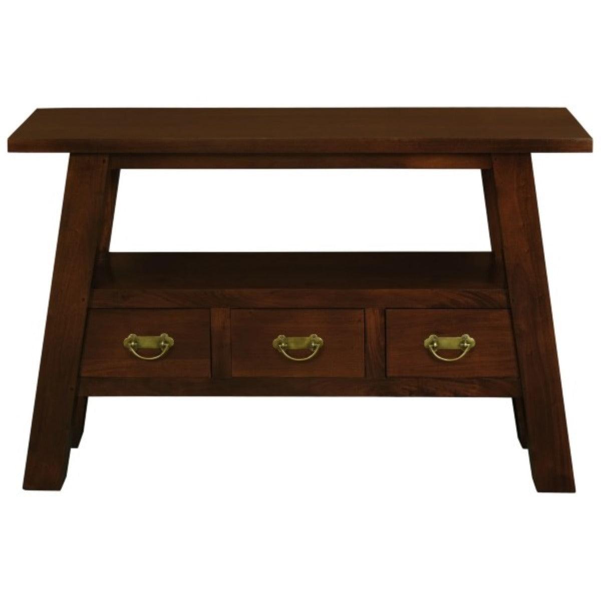LORIAN SOLID MAHOGANY TIMBER 3 DRAWER CONSOLE TABLE - MAHOGANY - MyChocolateWood
