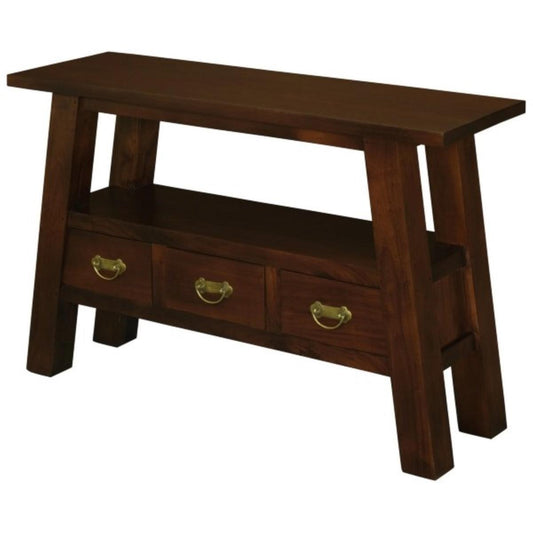 LORIAN SOLID MAHOGANY TIMBER 3 DRAWER CONSOLE TABLE - MAHOGANY - MyChocolateWood