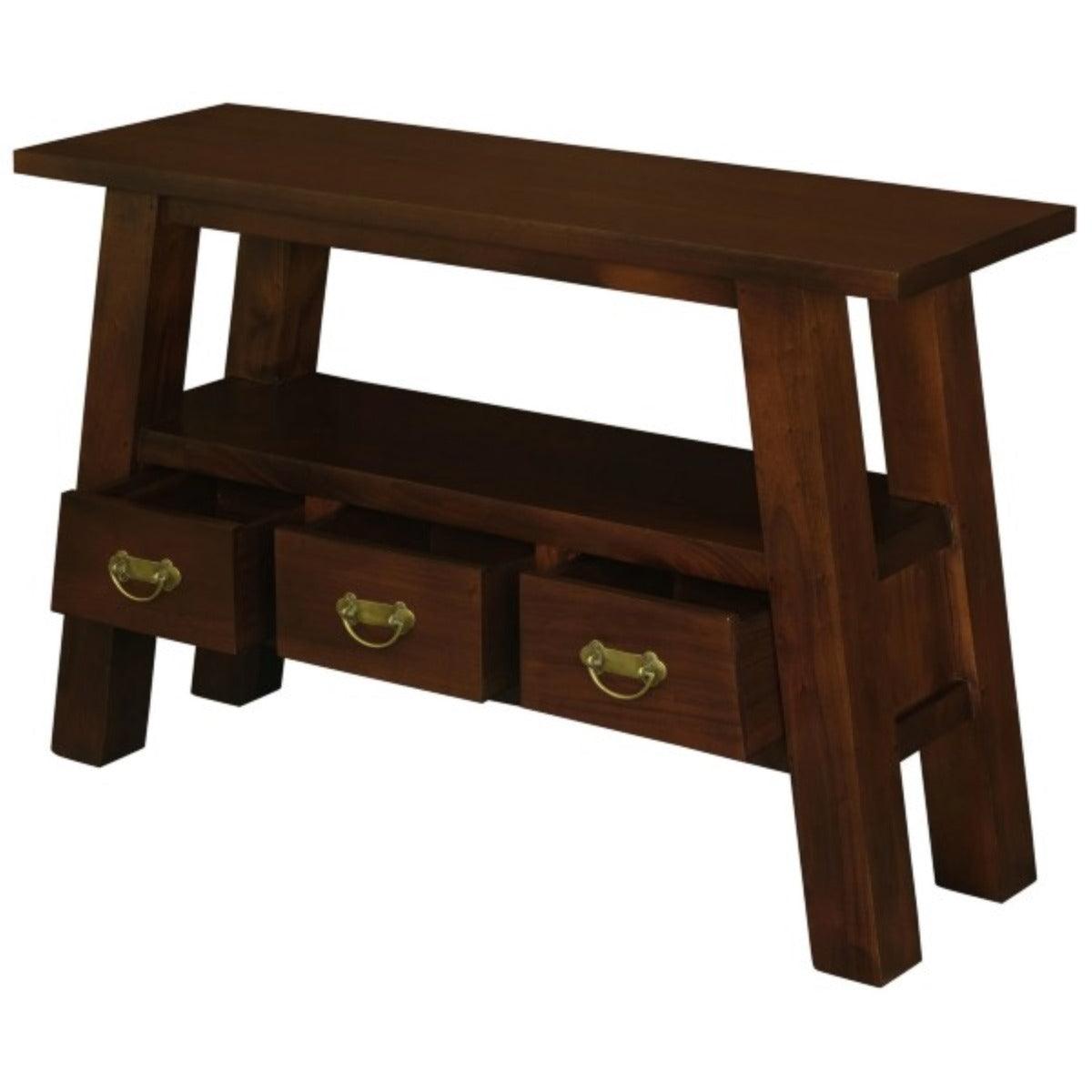 LORIAN SOLID MAHOGANY TIMBER 3 DRAWER CONSOLE TABLE - MAHOGANY - MyChocolateWood