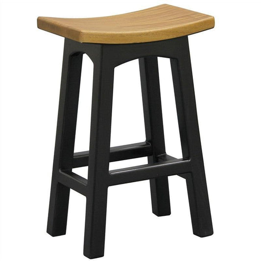 LORIAN SOLID MAHOGANY TIMBER KITCHEN/BAR STOOL 67CM - BLACK/CARAMEL - MyChocolateWood