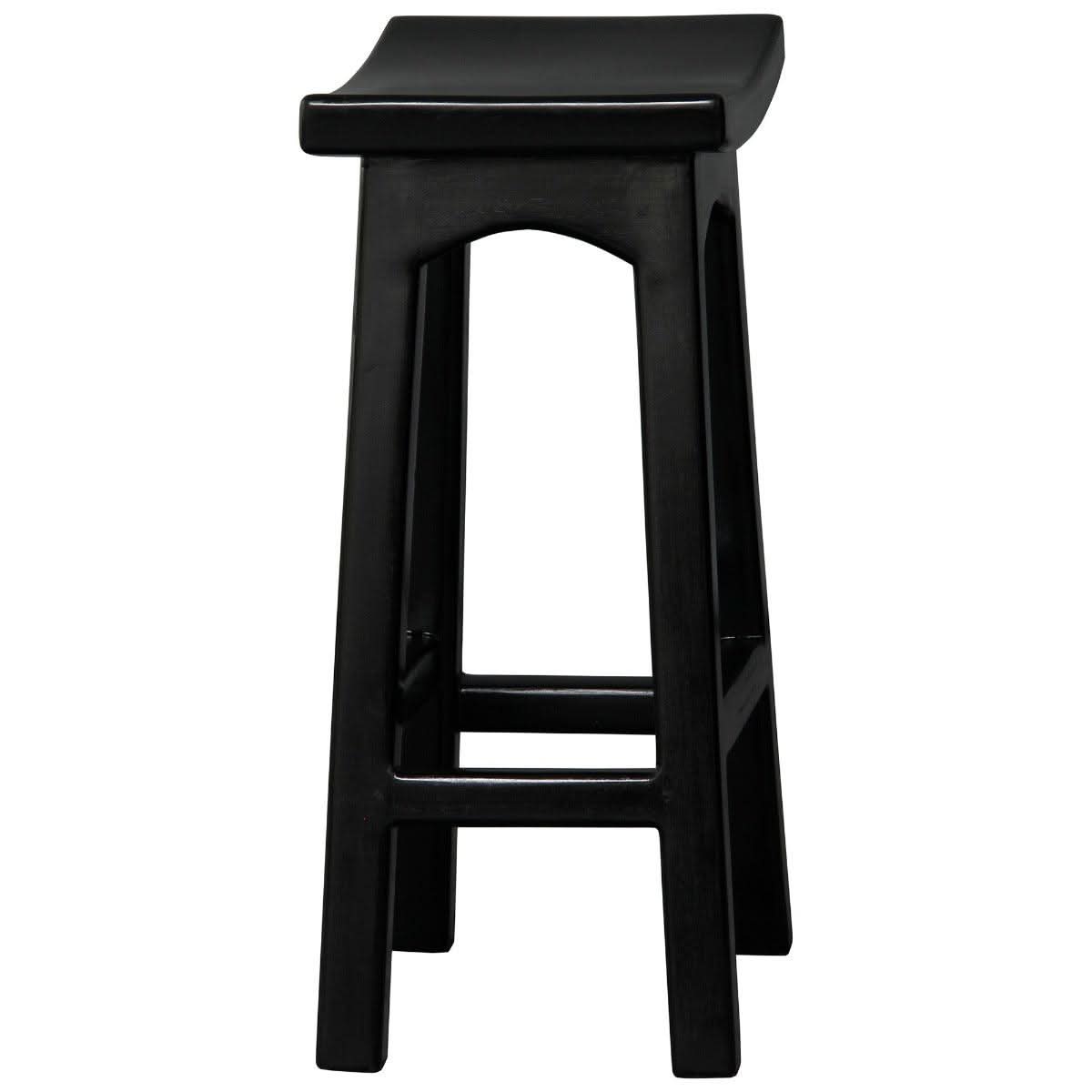 LORIAN SOLID MAHOGANY TIMBER KITCHEN/BAR STOOL 67CM HIGH - BLACK - MyChocolateWood