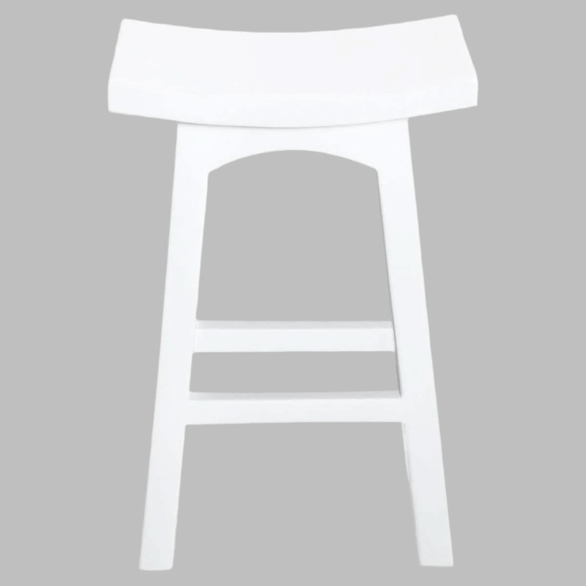 LORIAN SOLID MAHOGANY TIMBER KITCHEN/BAR STOOL 67CM - WHITE - MyChocolateWood