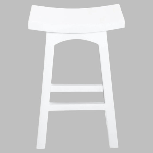 LORIAN SOLID MAHOGANY TIMBER KITCHEN/BAR STOOL 67CM - WHITE - MyChocolateWood