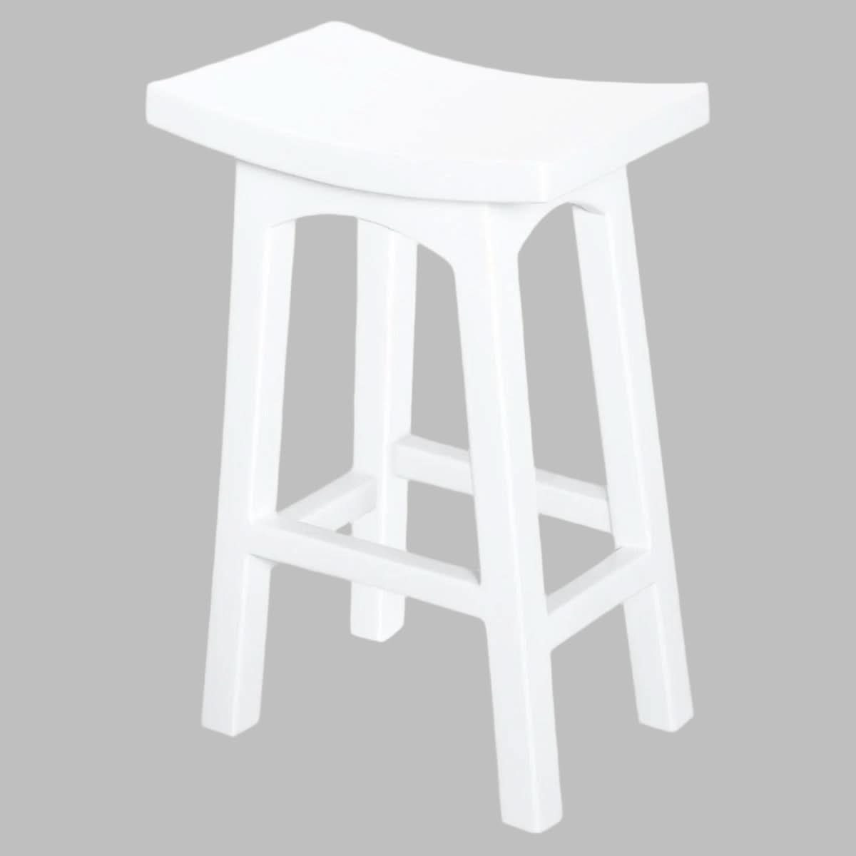 LORIAN SOLID MAHOGANY TIMBER KITCHEN/BAR STOOL 67CM - WHITE - MyChocolateWood
