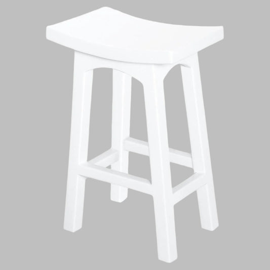 LORIAN SOLID MAHOGANY TIMBER KITCHEN/BAR STOOL 67CM - WHITE - MyChocolateWood