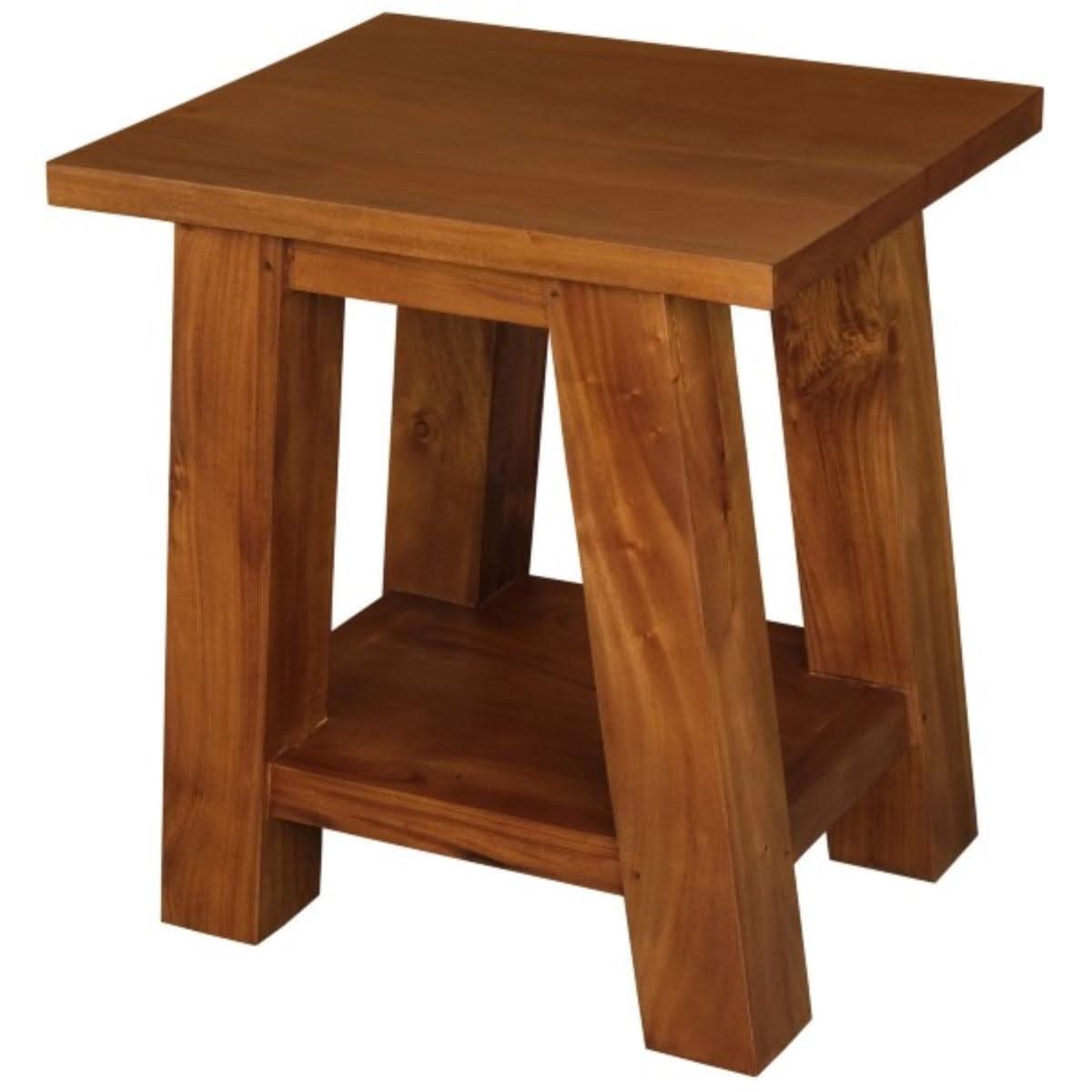 LORIAN SOLID MAHOGANY TIMBER LAMP TABLE/SIDE TABLE - LIGHT PECAN - MyChocolateWood