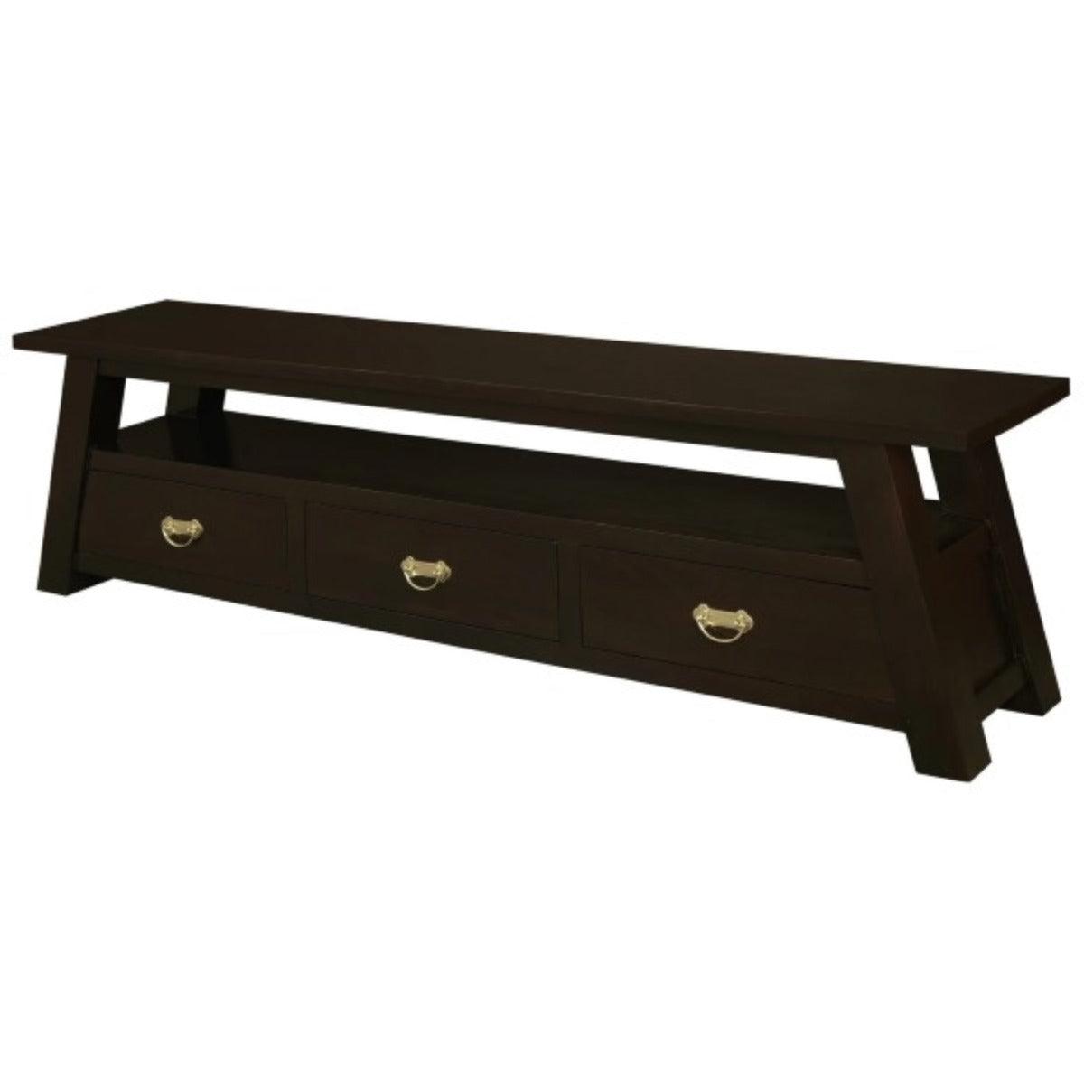 LORIAN SOLID MAHOGANY TIMBER TV UNIT 3 DRAWERS CHOCOLATE 190CM - MyChocolateWood