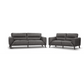LOUANNE 2-SEATER REAL LEATHER SOFA SETTEE COUCH GUNMETAL - MyChocolateWood