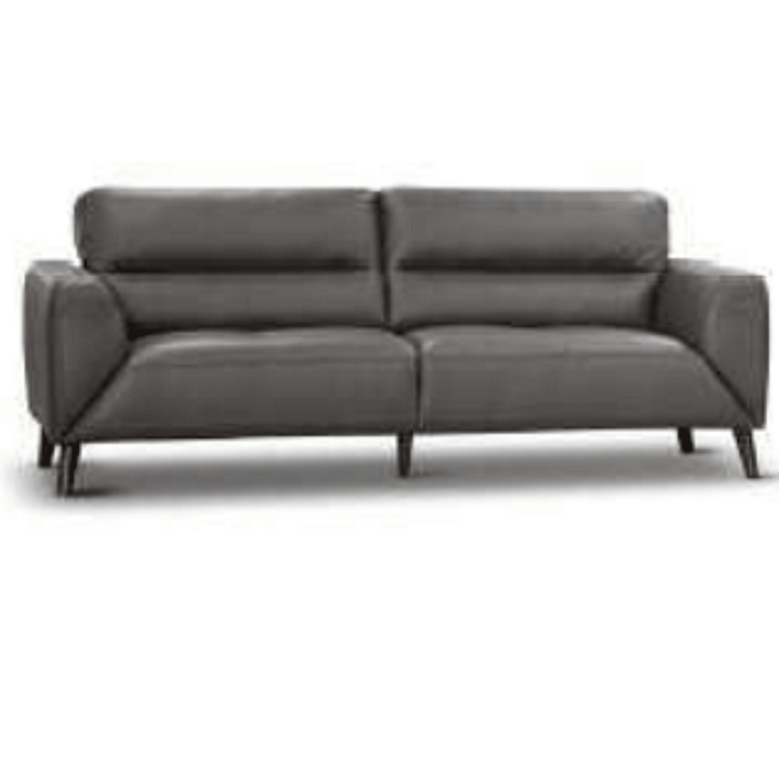 LOUANNE 2-SEATER REAL LEATHER SOFA SETTEE COUCH GUNMETAL - MyChocolateWood