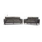 LOUANNE 3 + 2-SEATER REAL LEATHER SOFA SETTEE COUCH GUNMETAL - MyChocolateWood