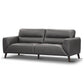 LOUANNE 3-SEATER REAL LEATHER SOFA SETTEE COUCH GUNMETAL - MyChocolateWood