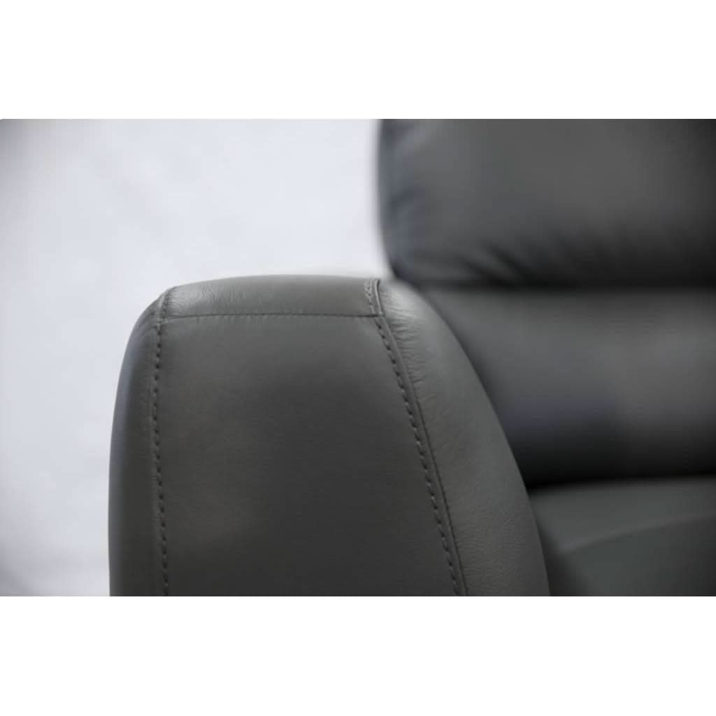 LOUANNE 3-SEATER REAL LEATHER SOFA SETTEE COUCH GUNMETAL - MyChocolateWood