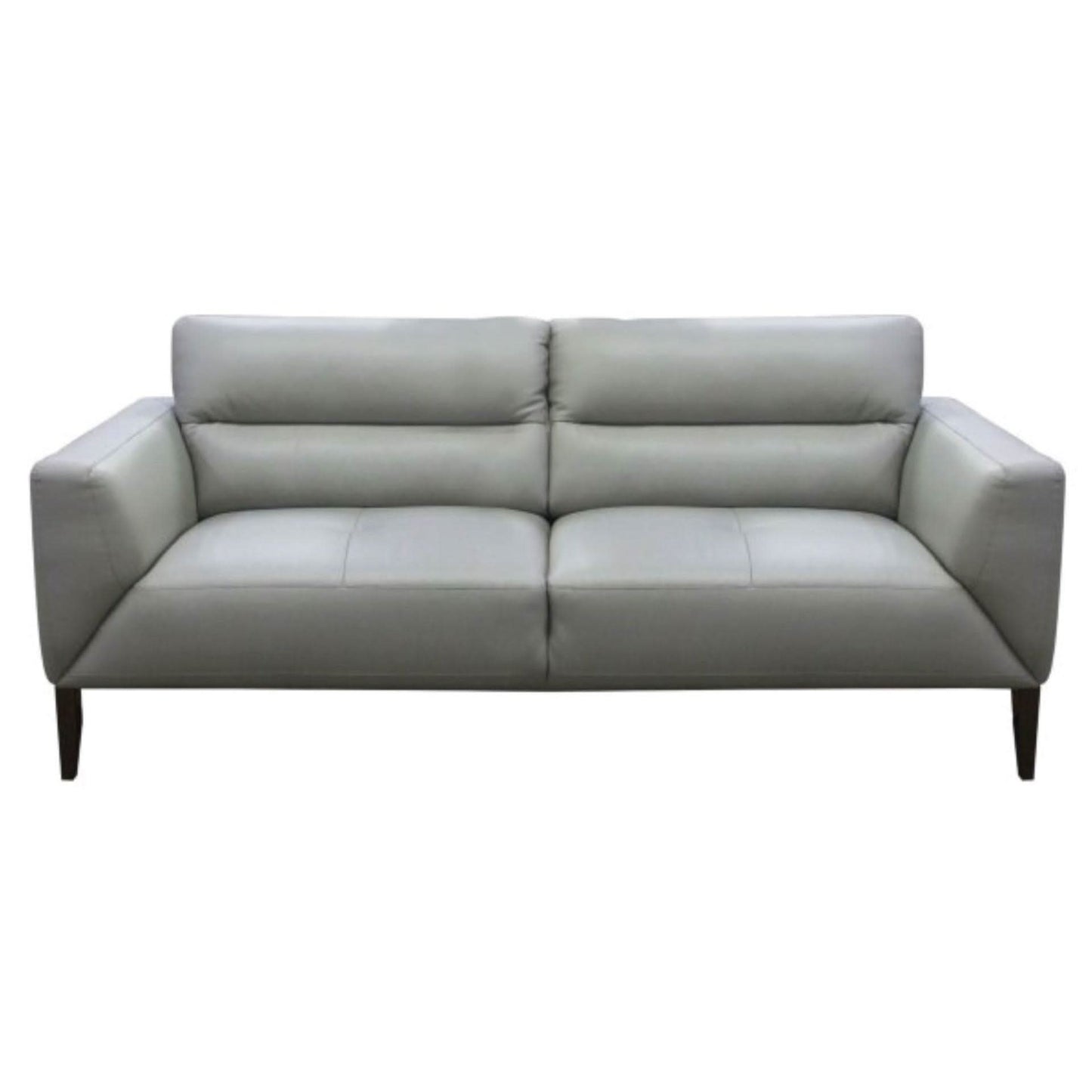 LOUANNE 3-SEATER REAL LEATHER SOFA SETTEE COUCH SILVER - MyChocolateWood