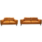 LOUANNE REAL LEATHER 2-SEATER SOFA SETTEE COUCH TANGERINE - MyChocolateWood
