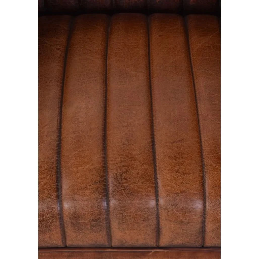 LOUIS AGED LEATHER ARMCHAIR IN CARAMEL - MyChocolateWood