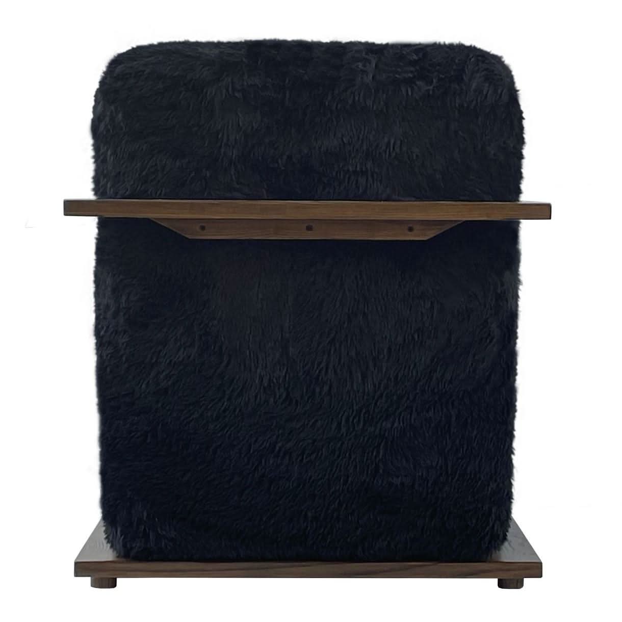 LOUISE FAUX SHEEPSKIN/ASH WOOD ARMCHAIR/LOUNGE CHAIR IN ONYX - MyChocolateWood