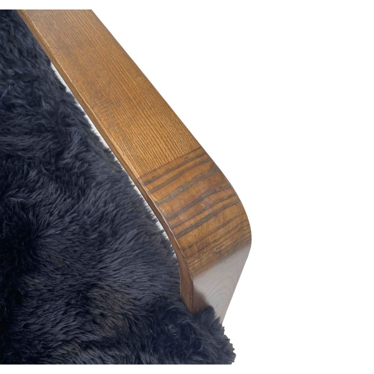 LOUISE FAUX SHEEPSKIN/ASH WOOD ARMCHAIR/LOUNGE CHAIR IN ONYX - MyChocolateWood