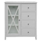 LUGANO HAMPTONS STYLE ACACIA 4-DRAWER 1 GLASS DOOR TALLBOY CHEST OF 4 DRAWERS WHITE - MyChocolateWood
