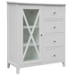 LUGANO HAMPTONS STYLE ACACIA 4-DRAWER 1 GLASS DOOR TALLBOY CHEST OF 4 DRAWERS WHITE - MyChocolateWood