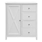 LUGANO HAMPTONS STYLE ACACIA 4-DRAWER 1 TIMBER DOOR TALLBOY CHEST OF 4 DRAWERS WHITE - MyChocolateWood