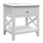 LUGANO HAMPTONS STYLE ACACIA BEDSIDE TABLE 1 DRAWER WHITE - MyChocolateWood