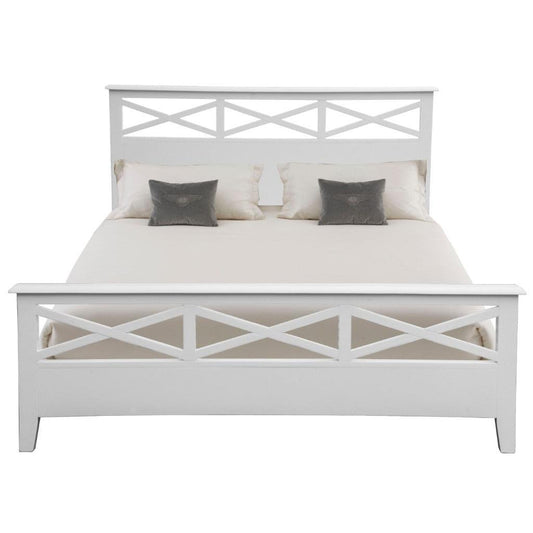 LUGANO HAMPTONS STYLE ACACIA DOUBLE BED WHITE
