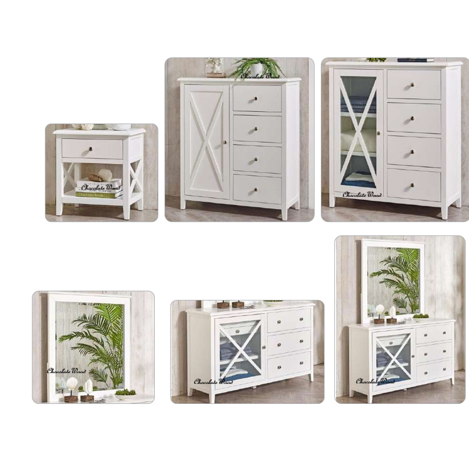 LUGANO HAMPTONS STYLE ACACIA DOUBLE BED WHITE - MyChocolateWood