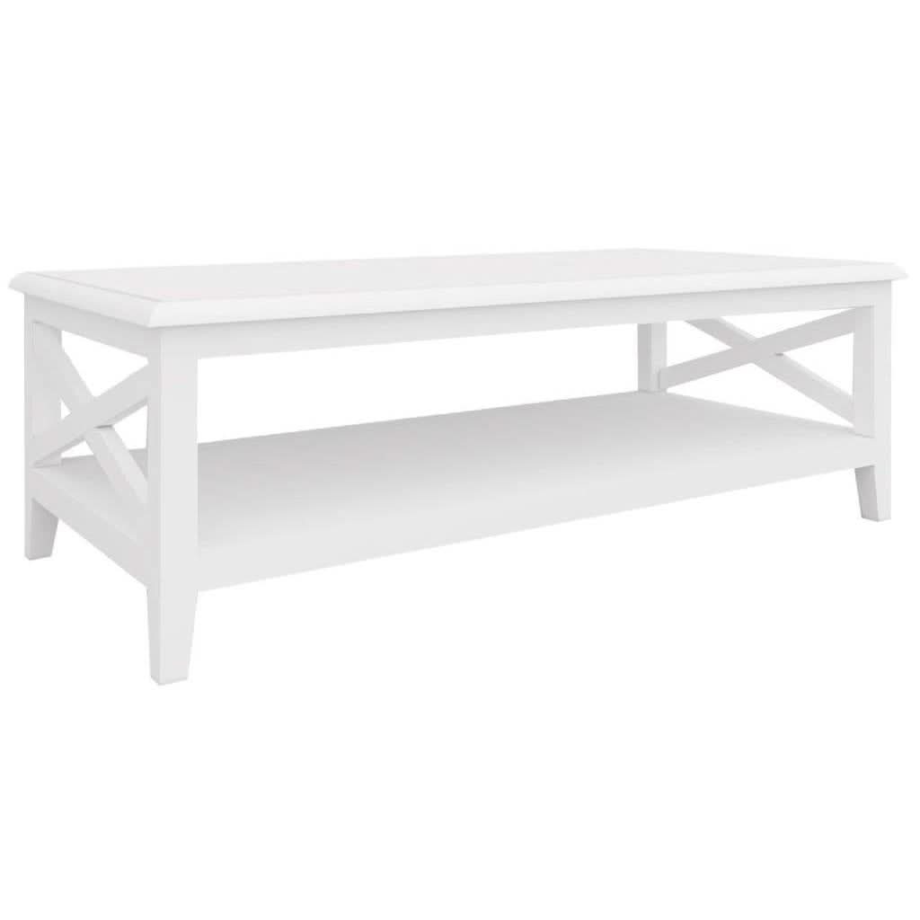 LUGANO HAMPTONS STYLE ACACIA RECTANGULAR COFFEE TABLE WHITE - MyChocolateWood