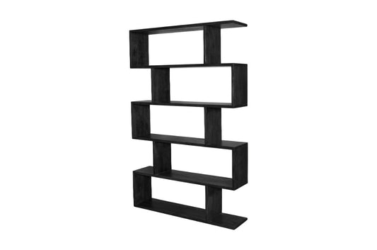 LUZU BOOKSHELF/BOOKCASE SOLID MANGO WOOD BLACK 120X28X185CM