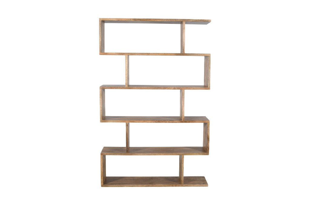 LUZU BOOKSHELF/BOOKCASE SOLID MANGO WOOD ROYAL OAK 120X28X185CM