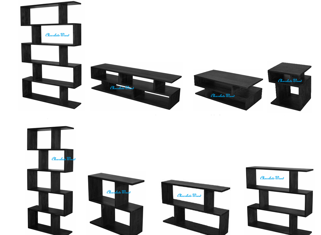 LUZU BOOKSHELF/BOOKCASE SOLID MANGO WOOD BLACK 120X28X185CM