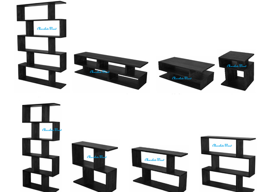 LUZU TALL BOOKCASE IN MANGO WOOD BLACK 120 X 28 X 112CM