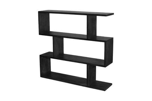 LUZU TALL BOOKCASE IN MANGO WOOD BLACK 120 X 28 X 112CM