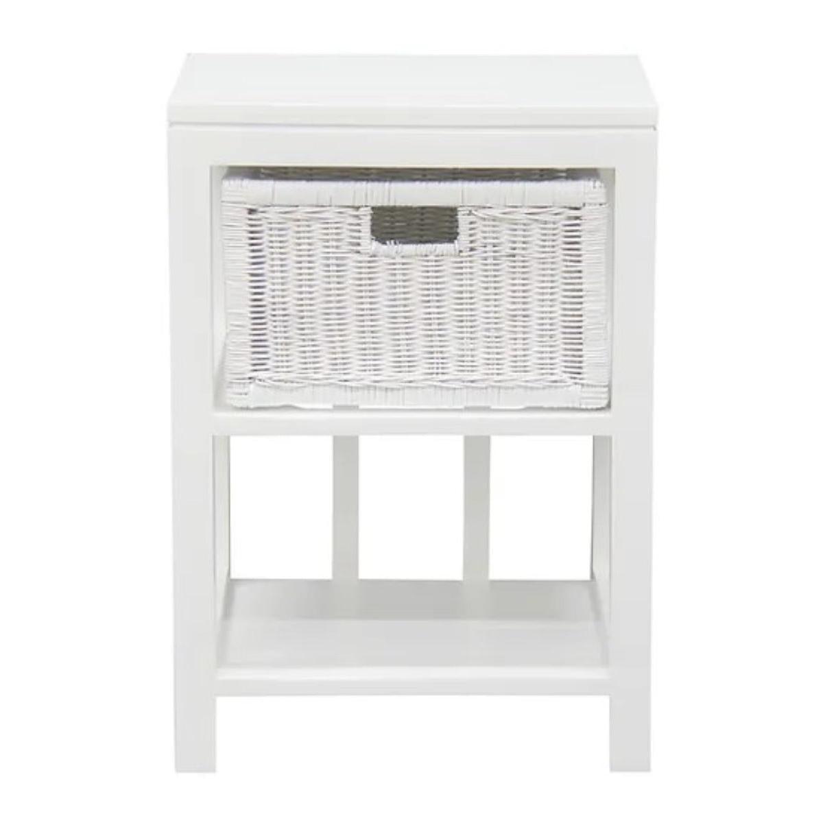 MAGENTO SINGLE DRAWER RATTAN LAMP TABLE/SIDE TABLE IN SOLID MAHOGANY - WHITE - MyChocolateWood