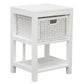 MAGENTO SINGLE DRAWER RATTAN LAMP TABLE/SIDE TABLE IN SOLID MAHOGANY - WHITE - MyChocolateWood