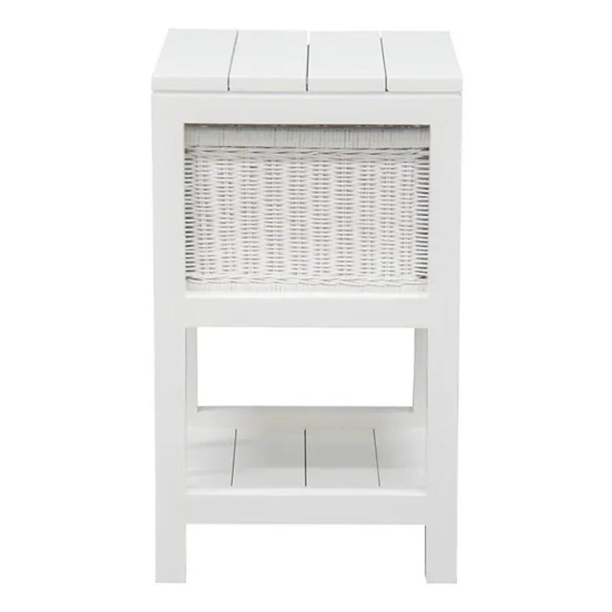 MAGENTO SINGLE DRAWER RATTAN LAMP TABLE/SIDE TABLE IN SOLID MAHOGANY - WHITE - MyChocolateWood