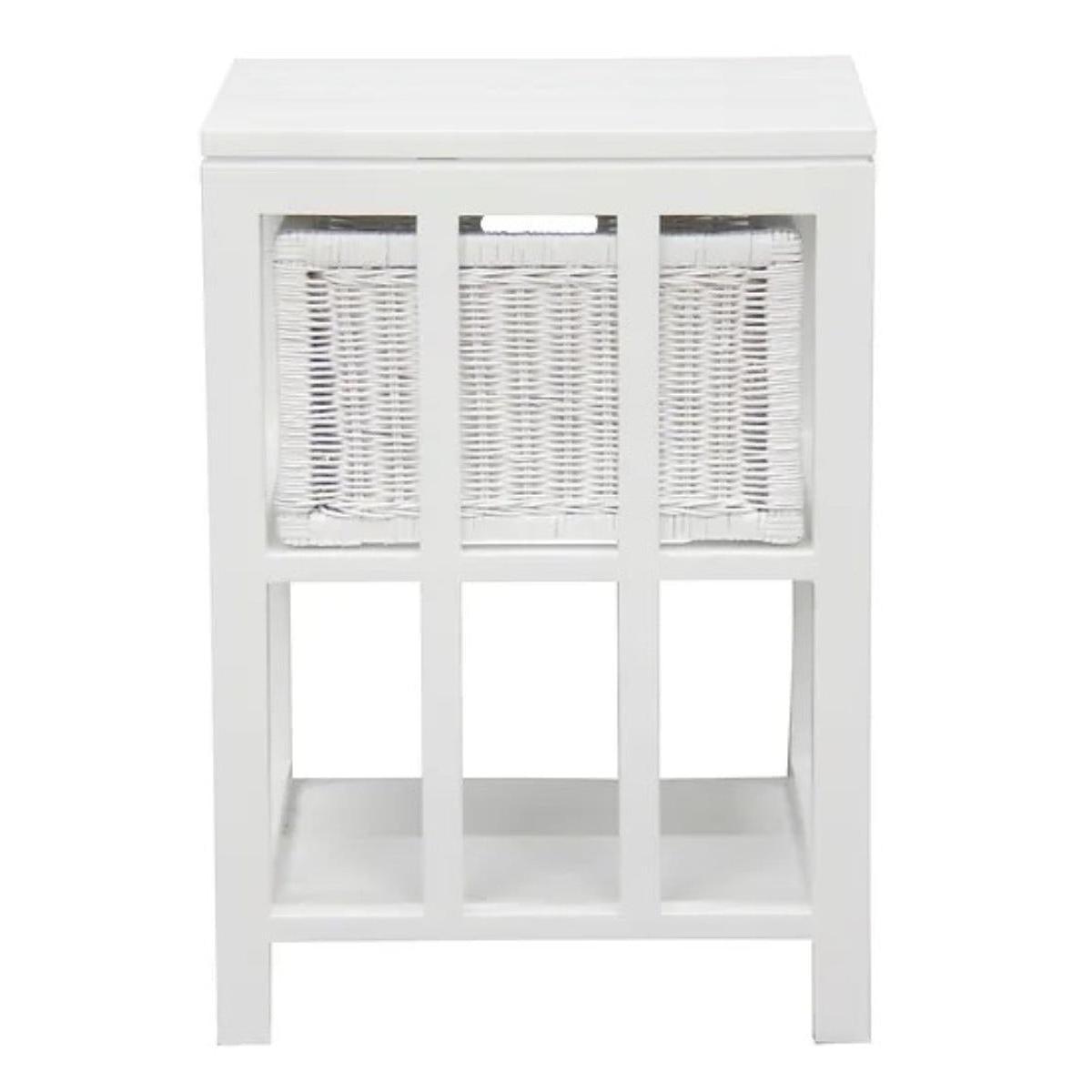 MAGENTO SINGLE DRAWER RATTAN LAMP TABLE/SIDE TABLE IN SOLID MAHOGANY - WHITE - MyChocolateWood