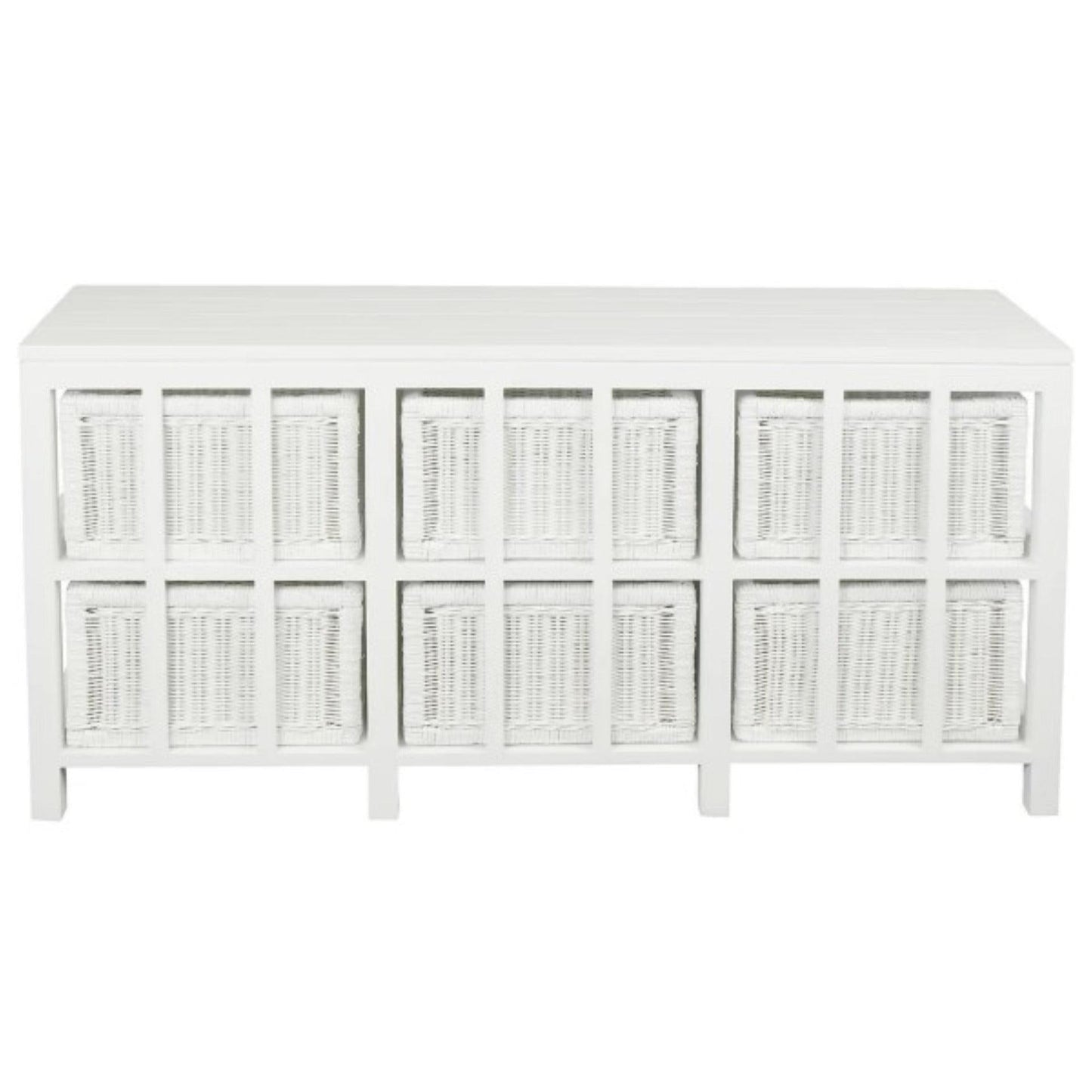 MAGENTO SOLID MAHOGANY TIMBER WOOD & WICKER 6 DRAWER DRESSER IN WHITE - MyChocolateWood