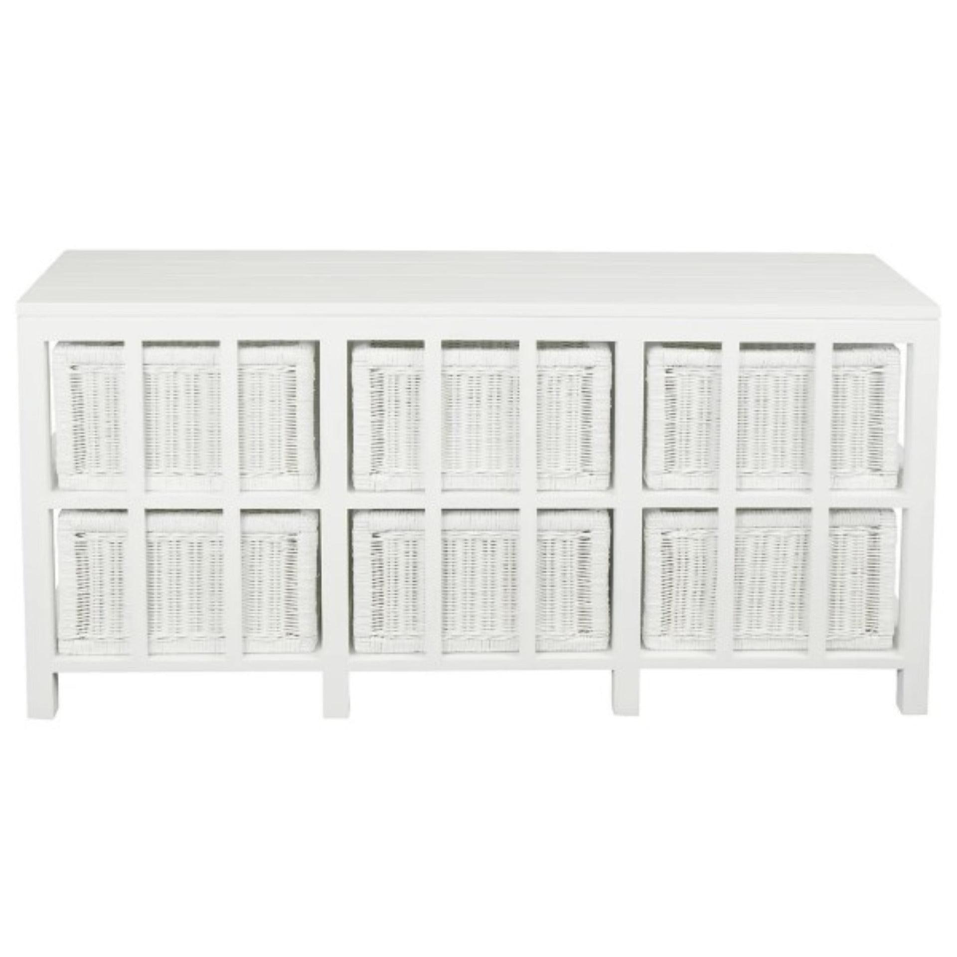 MAGENTO SOLID MAHOGANY TIMBER WOOD & WICKER 6 DRAWER DRESSER IN WHITE - MyChocolateWood