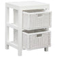 MAGENTO TWO DRAWER RATTAN LAMP TABLE/SIDE TABLE IN SOLID MAHOGANY - WHITE - MyChocolateWood