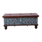 MAGNOLIA SOLID MANGO WOOD VINTAGE STYLE INDIAN TRUNK COFFEE TABLE IN DARK WALNUT/DISTRESSED BLUE - MyChocolateWood