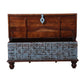 MAGNOLIA SOLID MANGO WOOD VINTAGE STYLE INDIAN TRUNK COFFEE TABLE IN DARK WALNUT/DISTRESSED BLUE - MyChocolateWood