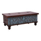 MAGNOLIA SOLID MANGO WOOD VINTAGE STYLE INDIAN TRUNK COFFEE TABLE IN DARK WALNUT/DISTRESSED BLUE - MyChocolateWood