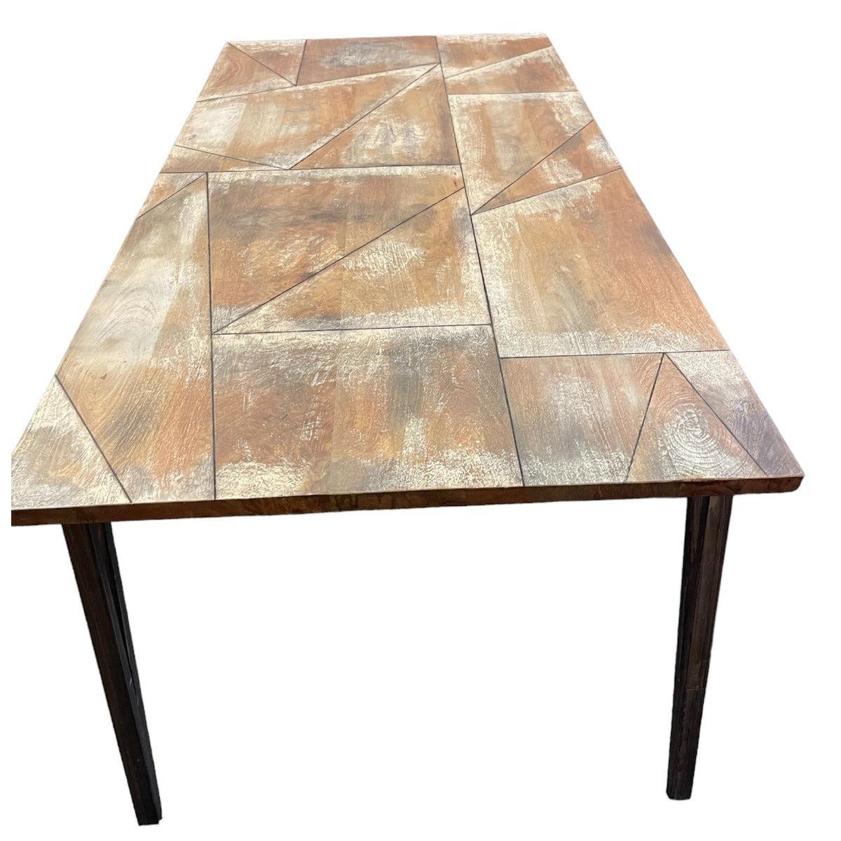 MAHARSHI RECTANGULAR DINING TABLE 220CM IN SOLID MANGO WOOD - FLOOR STOCK CLEARANCE - MyChocolateWood
