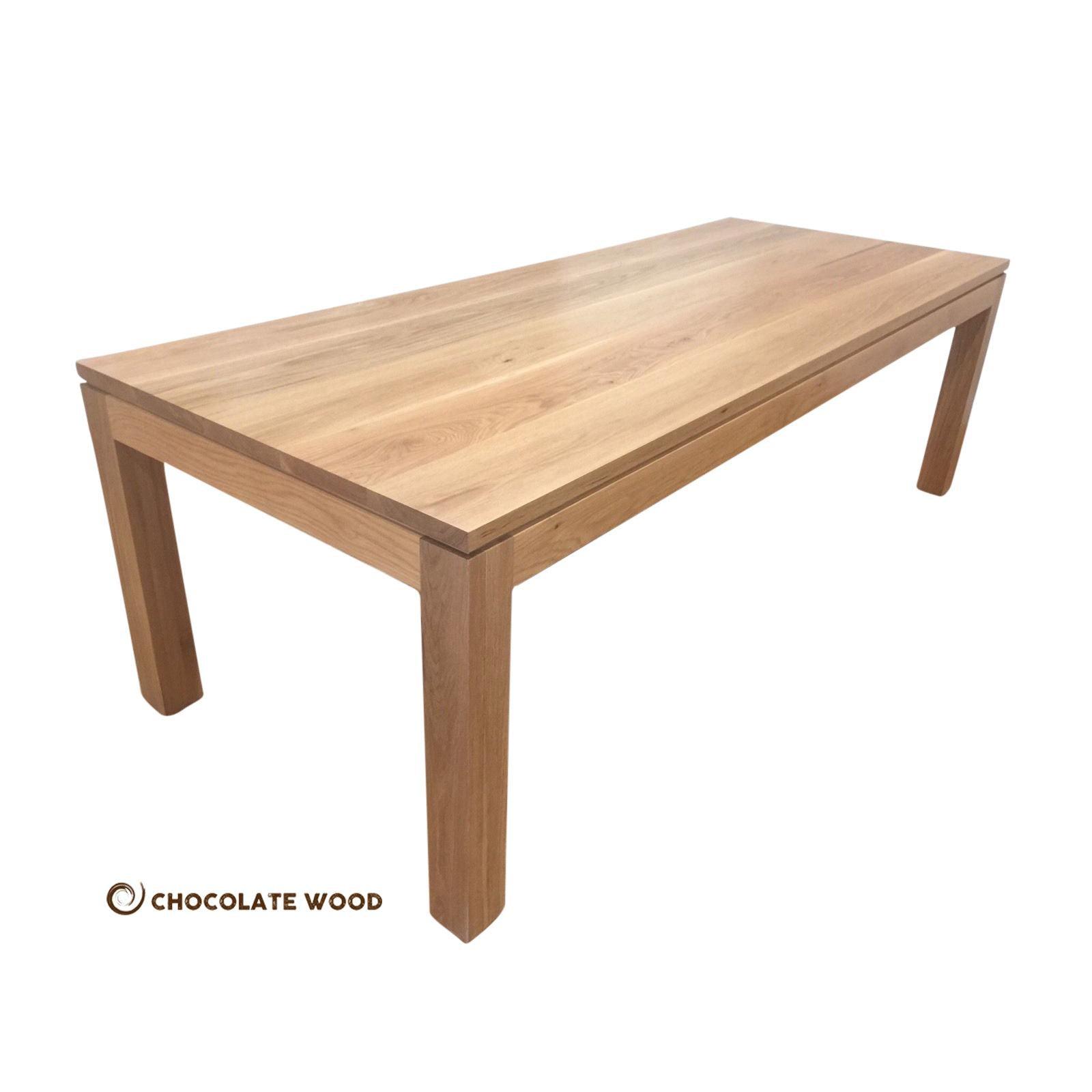 MAIRA SOLID AMERICAN OAK DINING TABLE CLEAR LACQUER FINISH 210CM - MyChocolateWood