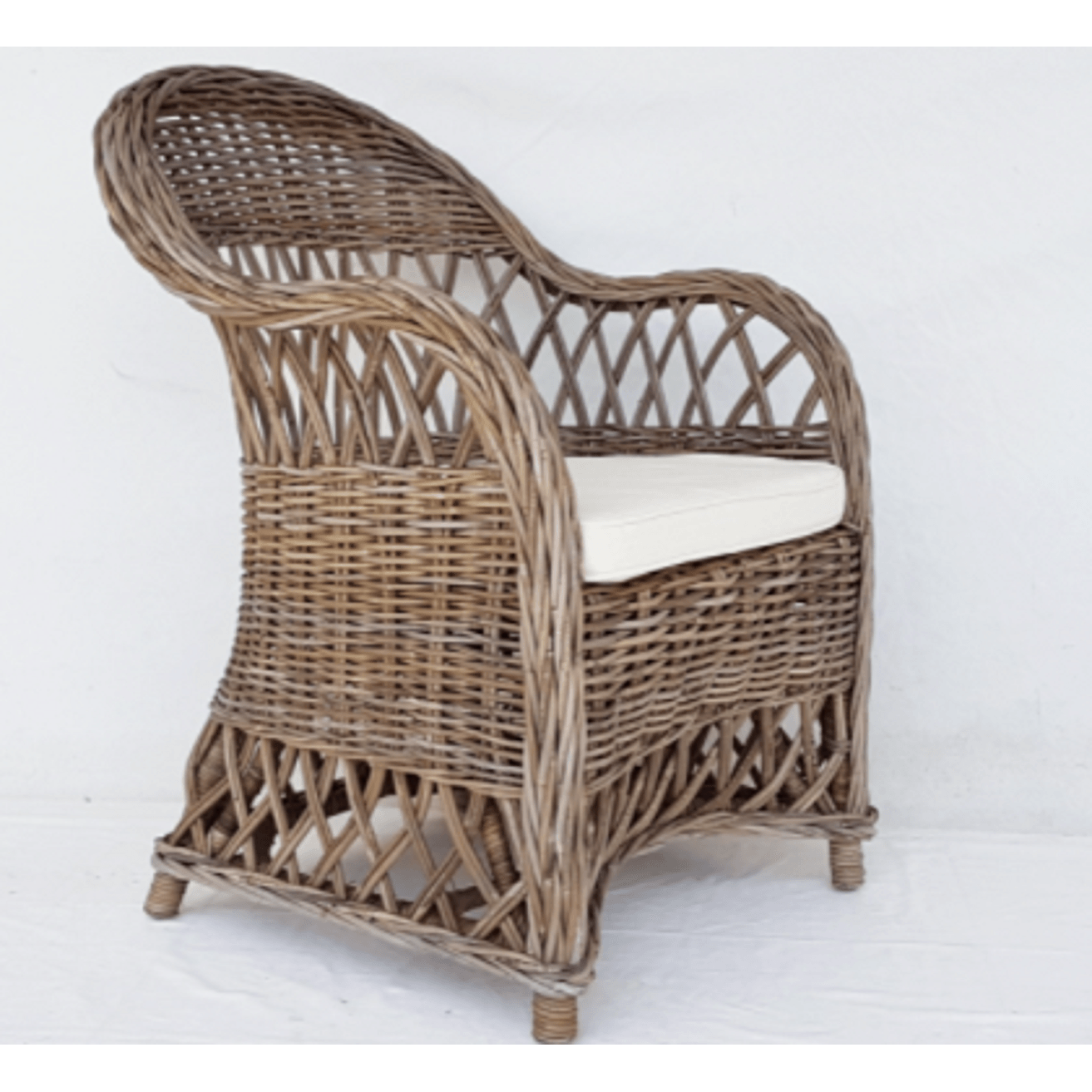 MAJORCA KUBU GREY RATTAN LOUNGE CHAIR ACCENT CHAIR/ ARMCHAIR W/CUSHIONS - MyChocolateWood
