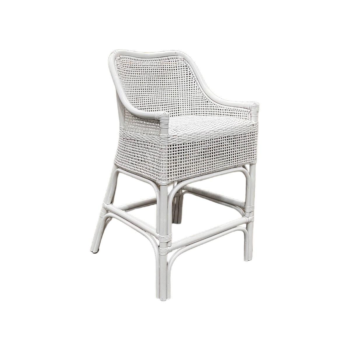 MALIBU HAMPTONS RATTAN COUNTER STOOL IN SOLID WHITE - MyChocolateWood