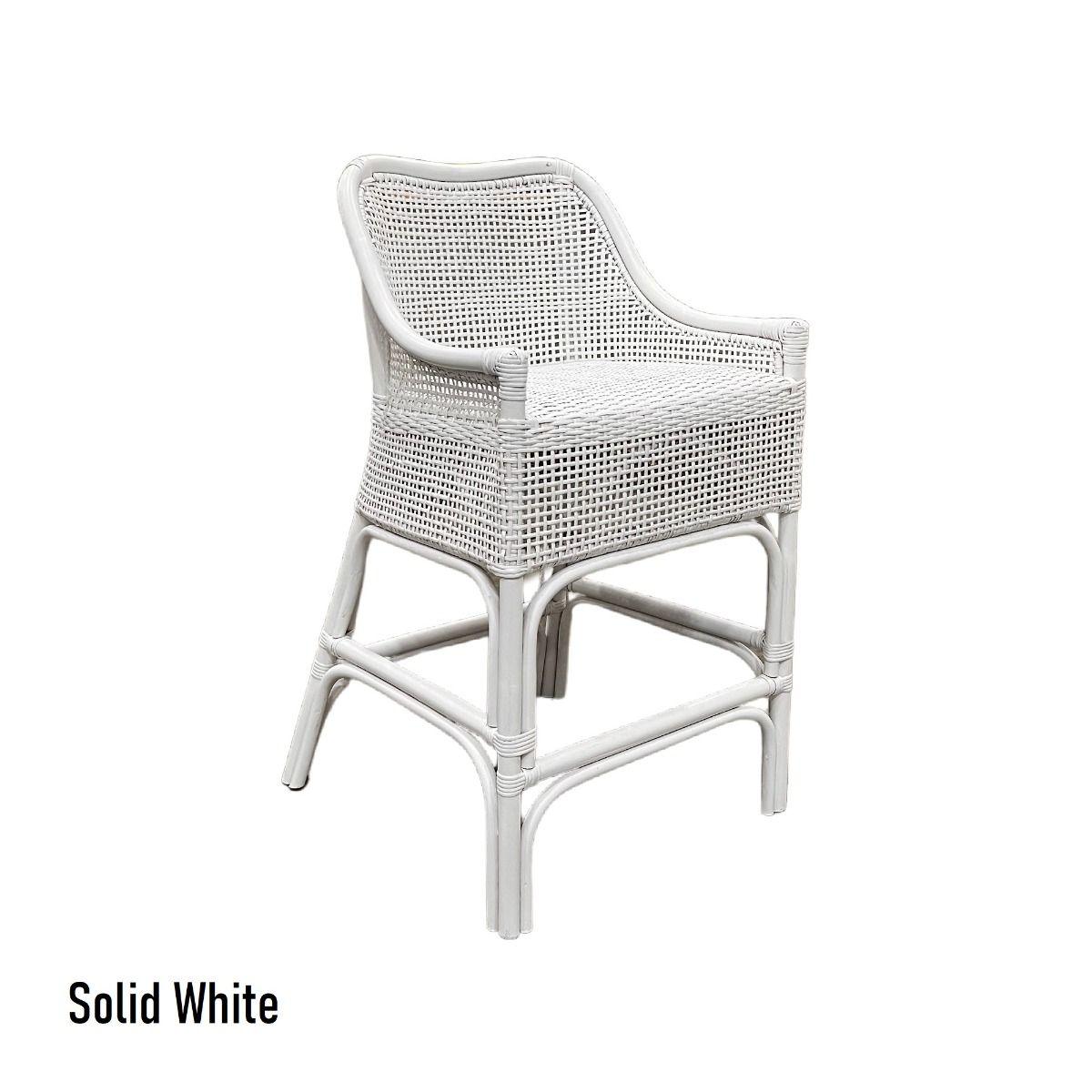 MALIBU HAMPTONS RATTAN COUNTER STOOL IN SOLID WHITE - MyChocolateWood